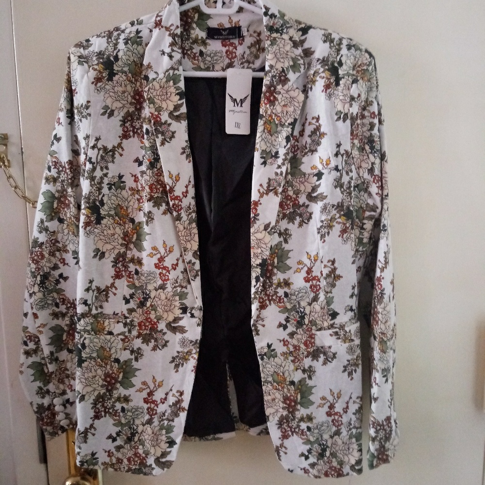 MYMSTORM Mens floral Jacket Blazer XXL -runs small